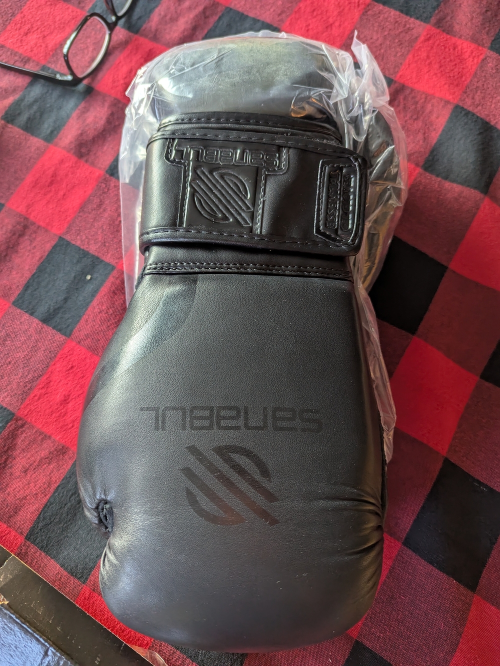 Black Boxing Glove with Secure Wrist Strap